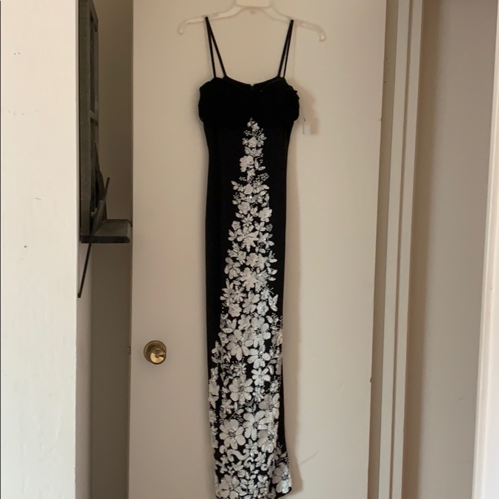 Rickie Freeman gorgeous black silk gown.